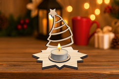 SVG Star Tilted Christmas Tree Candle Holder Holiday Gift Product Image 3