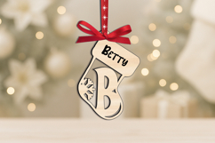 Laser Letter B SVG Christmas Sock Ornament Monogram Alphabet Product Image 3