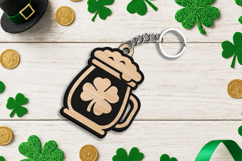 Beer Mug Keychain SVG Laser Lucky Charm Patrick Day Present Product Image 3