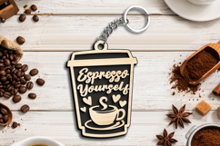 Espresso Yourself Coffee Cup Keychain Gift SVG Laser present Product Image 3