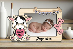Cow SVG Baby Photo Laser Frame Gift Board Newborn Picture Product Image 3
