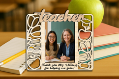 Tulip Teacher Student Photo Frame SVG Gift School Laser Kids Product Image 3