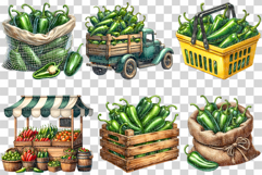 Jalapeno Pepper | Watercolor Vegetable Food Ingredient PNG Product Image 3