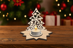 Candle Holder Holiday Christmas Tree SVG Star Design Present Product Image 3