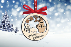SVG Merry Christmas Ornament Fawn Snowman Laser Holiday Gift Product Image 3