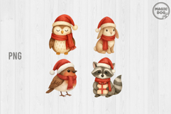 Watercolor Christmas Woodland Animal Clipart Bundle Product Image 2