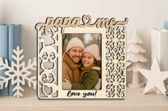 SVG Christmas Penguin Papa and Me Photo Frame Winter Laser Product Image 3