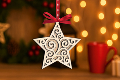 Christmas Star Ornament Laser SVG Present Holiday Gift Product Image 3