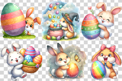 Easter Bunny PNG | Cute Watercolor Rabbit Clipart Spring Egg Product Image 3