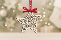 SVG Laser Christmas Tree Star Ornament Holiday Pattern Gift Product Image 3