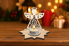 Festivities SVG Angel Candle Holder Christmas Pattern Laser Product Image 3