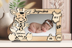 Giraffe Baby Picture Frame SVG Board Newborn Photo Gift Sign Product Image 3