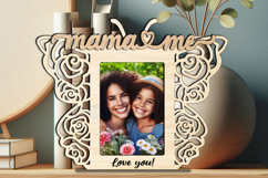 SVG Rose Butterfly Mama and Me Photo Frame Gift Laser Home Product Image 3