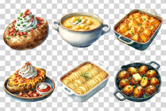 Potato Cuisine | Watercolor Food Clipart Mashed Baked PNG Product Image 3