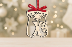 Letter X Laser Christmas Ornament Newborn SVG Baby Bodysuit Product Image 3