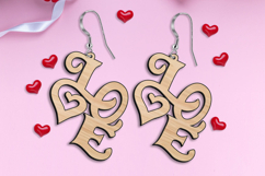 SVG Valentine Love Text Earrings Laser Present Romance Gift Product Image 3