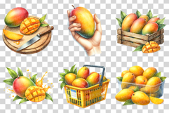 Apple Mango | Watercolor Tropical Red Yellow Orange PNG Art Product Image 3