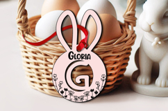 Laser Easter Letter G Basket Tag Ornament Flowers Bunny SVG Product Image 1