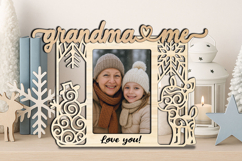 Grandma and Me SVG Snowman Deer Christmas Photo Frame Laser Product Image 3