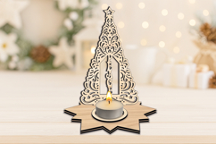 Peace Candle Holder SVG Laser Christmas Tree Winter Pattern Product Image 3