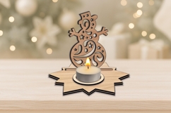 SVG Christmas Candle Holder Snowman Winter Pattern Laser Product Image 3