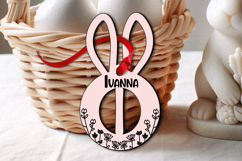 Letter I Laser Easter Bunny Basket Tag Ornament SVG Flowers Product Image 3