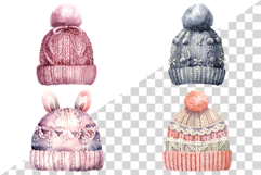 Girl's Winter Fur Hat | watercolor clipart cute fluffy knit Product Image 3