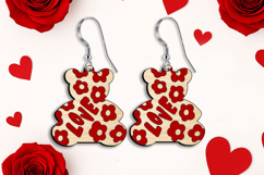 SVG Bear Love Valentine Earrings Flowers Laser Romantic Gift Product Image 3