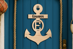 SVG Letter E Ocean Door Hanger Anchor Nautical Home Decor Product Image 2