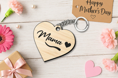 Heart Shaped Mothers Day Keychain Gift SVG Laser Present Mom Product Image 3