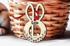 Laser Letter L Easter Bunny Basket Tag Ornament SVG Flowers Product Image 3