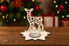 Fawn Holiday Pattern Candle Holder SVG Christmas Present Product Image 3