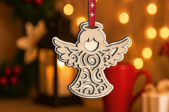 Christmas Tree Ornament Angel SVG Laser Holiday Holy Present Product Image 3