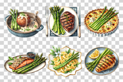 Asparagus Cuisine | Watercolor Food Clipart Steak Epp PNG Product Image 3