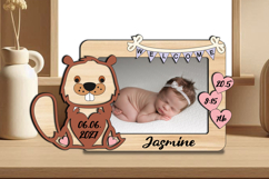 Beaver Baby Photo Frame SVG Laser Newborn Home Decor Sign Product Image 3