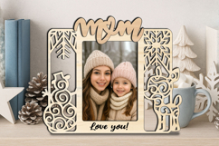 Snowman Deer SVG Christmas Mom Frame Photo Gift Laser Winter Product Image 3