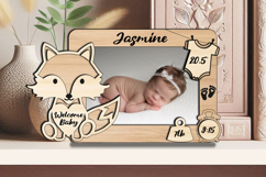 SVG Fox Baby Photo Pic Frame Laser Digital Download Newborn Product Image 3