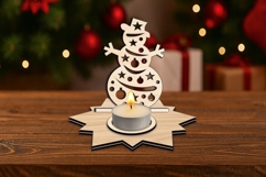 SVG Holiday Snowman Christmas Candle Holder Laser Star Shape Product Image 3