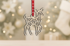 Unique Holiday Winter Pattern Fawn Christmas Tree Ornament Product Image 3