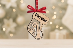 Laser Christmas Letter V Sock SVG Ornament Alphabet Monogram Product Image 3