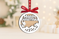 Merry Christmas Laser SVG Holiday Deer Present Ornament Gift Product Image 3