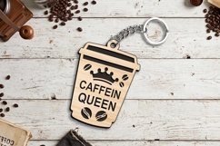 Caffein Queen Cup Keychain Gift SVG Laser Present Takeaway Product Image 3