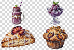 Plum Dessert | Watercolor Fruit Sweet Bakery Cake Scone Tart Product Image 3