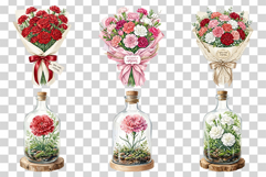 Watercolor Carnation | PNG Clipart Floral Bundle Red Pink Product Image 3