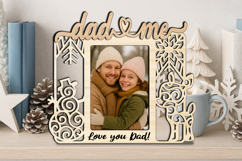 SVG Snowman Deer Christmas Dad and Me Photo Frame Gift Laser Product Image 3