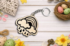 Spring Rainbow with Cloud Keychain Laser SVG Gift Accessory Product Image 3