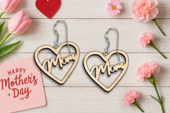 Mother's Day Cut out Mom Earrings Design SVG Laser Present Product Image 3