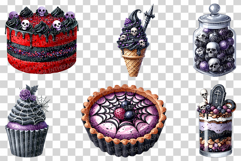 Halloween Gothic Dessert | Watercolor cup Cake donut ice PNG Product Image 3