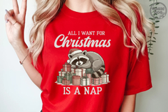 All I Want For Christmas Is A Nap|Santa Raccoon Christmas Product Image 3