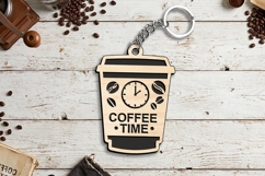 Coffee Time Cup Keychain SVG Laser Present Takeaway Clock Product Image 3